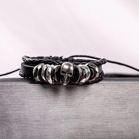 MILAKOO Punk Leather Bracelets for Women Goth Wristband Mens PU Cuff 80s Emo Rocker Bangle in Saudi Arabia
