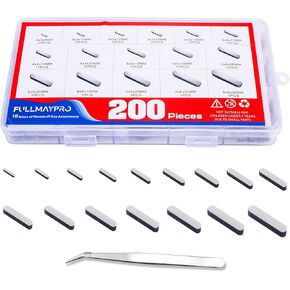 200PCS Round Ended Feather Key, 8MM-30MM Woodruff Key Stock Assortment in 16 Size, Parallel Drive Shaft Keys Set Kit,Shaft Feather Key for Fastening Connection
