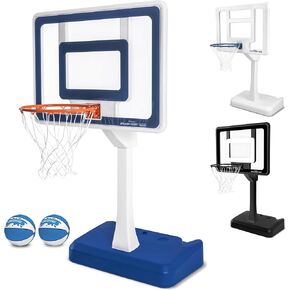 GoSports Splash Hoop Elite Pool Hoop Basketball Game with Water Weighted Base, Adjustable Height, Regulation Steel Rim and 2 Pool Basketballs - Blue, White, or Black