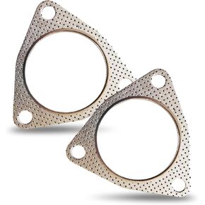 2 PCS Car Exhaust Pipe Interface Gasket, 2.48" ID Thickened Design Metal Three-hole Stable Structure Exhaust Flange Gasket Replacement, Automotive Exhaust Turbo Accessorie for Cars (Silver)