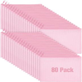 80 Pack Canvas Zipper Makeup Bags Bulk Pencil Pouches Blank DIY Craft Canvas Cosmetic Bag Pouch with Zipper for Makeup Cosmetic Toiletry Stationary Storage (Black)