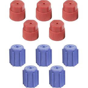 10Pcs R134a,13mm & 16mm Air Conditioning Service AC System Charging Port Caps,Car Accessories 5 Red High&5 Blue Low R134a Cap A/C Cap,Use for Car Air-conditioning Replacement and Maintenance