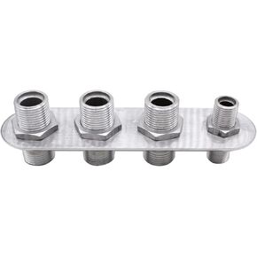 1 pc SHLPDFM Silver 4-Port Billet Aluminum Firewall Heater & A/C Bulkhead In –Line