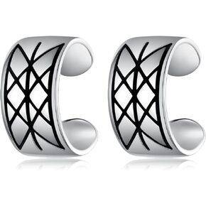 Viking Hoop Earrings and Norse Viking Ear Cuff 925 Sterling Silver Viking Earrings for Men Women