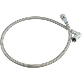 4AN Turbo Oil Feed Line 24" Length Steel Braided 90 Degree Straight Hose End Pressure Stainless Remote Turbocharger Sensor Teflon Turbo Feed Line 4 AN