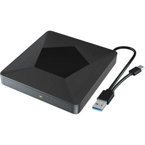 mthstec 4 in 1 External Blu-ray Drive, 16x USB 3.0 and Type-C External Bluray Drive, Multi-Function Fast-Charging Desktop BD/CD/DVD Burner/Read with HDD Enclosure USB HUB for Both Mac/PC