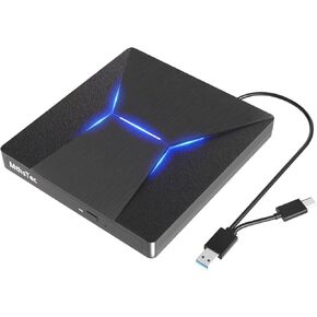 MthsTec External Blu ray Drive, Portable Blu-ray Drive USB 3.0 and Type-C BD Player Read DVD 3D Optical Bluray CD DVD Drive Compatible with MacOS，Windows XP/7/8/10 for Laptop, MacBook, Desktop