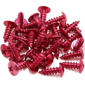 uxcell 30pcs 5mm Red Metal Motorcycle Car Cross Head Self Tapping Bolts Bumper Screws Caps Universal Replacement