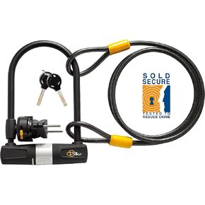 Bike U Lock with Cable - Via Velo Heavy Duty Bicycle U-Lock,14mm Shackle and 10mm x1.8m Cable with Mounting Bracket for Road, Mountain, Electric & Folding Bike