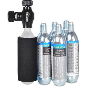 CO2 Inflator Kits with 9X16g or 5 X 16g CO2 Cartridges, Presta and Schrader Valve Compatible, Bike Tire CO2 Pump, Included Insulated Sleeve