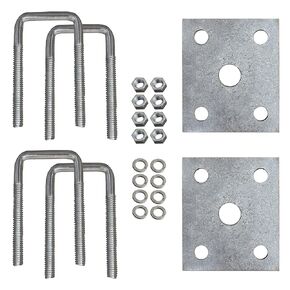 A.A Square U Bolts & Tie Plate Kit for 1-1/2"" Trailer Axle, Galvanized Zinc