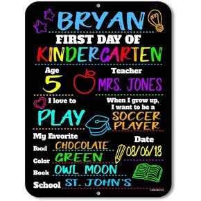 Honey Dew Gifts Chalkboard Style School Photo Prop Board, Kindergarten, Preschool, Reusable Tin Sign (First Day HDG-1115 9x12)
