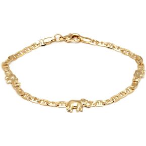 Barzel 18K Gold Plated Flat Marina Elephant Anklet For Women - Made In Brazil