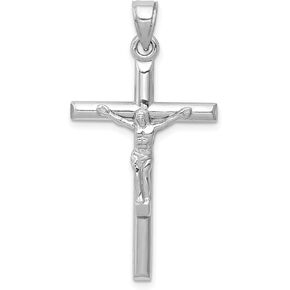 IceCarats 14K White Gold Lord Jesus Christ Crucifix Holy Cross Necklace Religious Pendant Charm
