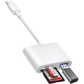 USB C to SD Card Reader, SD Card Adapter with SD MicroSD USB 3 Ports, BnmxTek Memory Card Reader for iPhone 15 Pro Max, iPad Pro/Air/Mini, Mac, MacBook Pro/Air, and More USB-C/Type C Device