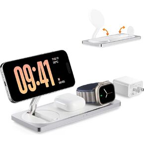 3 in 1 Charging Station for Apple - 22W Faster Mag-Safe Charger Stand for iPhone - Magnetic Wireless Charger Station for iPhone 14 13 12 Pro Max/Plus/Pro/Mini,iWatch Ultra/8/7/SE/6/5/4/3/2, AirPods