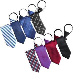Geyoga 8 Pieces Zipper Tie for Men Pre tied Necktie Zip Tie for Men Boys