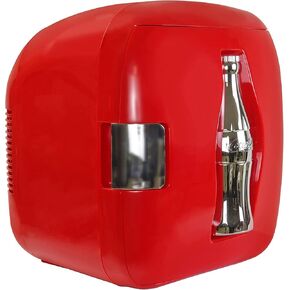 Coca-Cola CCU09 Heritage 12 Can Portable Cooler Warmer 7.9L (8.3 qt), DC Personal Fridge for Snacks Lunch Drinks Takeout, Includes 12V and AC Cords, for Home Office Dorm Travel, Red and Silver