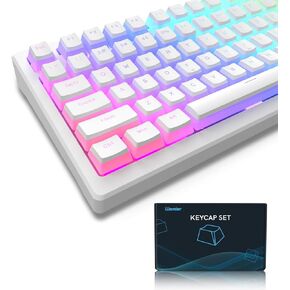 XVX Pudding Keycaps, PBT Keycaps 165 Keys Set Custom Keycap Set, Shine Through Keycaps OEM Profile, Universal Compatiability for 100%, 75%, 65%, 60% Keyboard - White