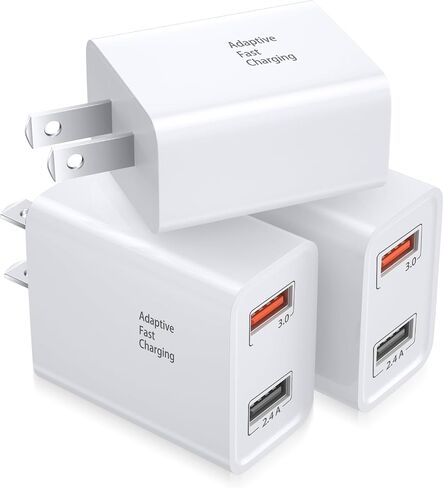 Dual USB Wall Charger, Costyle 3 Pack 30W 2 Ports Adaptive Fast Charging Block Quick Fast Charger 3.0 & 5V 2.4A Wall Plug Compatible iPhone 13 12 11 XS Max,Galaxy A16 S10 S9,Note 9 10,Pixel (Black) in Saudi Arabia
