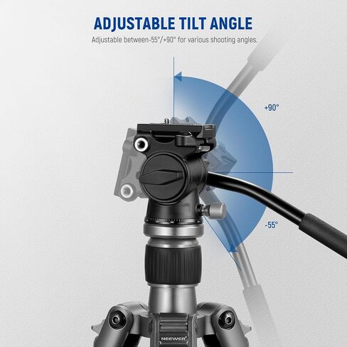 NEEWER Fluid Tripod Head with Handle & Arca Type Quick Release, Aluminum Alloy Panorama Drag Pan Tilt Head with ø43mm Scaled Base for Compact Camcorder DSLR Camera, Max Load: 3kg/6.6lb, GM23 in Saudi Arabia