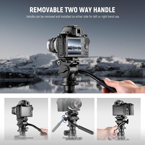 NEEWER Fluid Tripod Head with Handle & Arca Type Quick Release, Aluminum Alloy Panorama Drag Pan Tilt Head with ø43mm Scaled Base for Compact Camcorder DSLR Camera, Max Load: 3kg/6.6lb, GM23 in Saudi Arabia