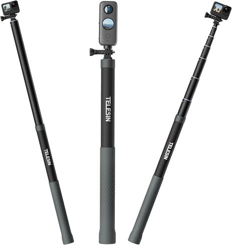 TELESIN Selfie Stick Pole Long (118"/3M ) Carbon Fiber Waterproof for GoPro Max Hero 11 10 9 DJI Action 3 4 Insta360 X3 GO3 Bike Motorcycle Accessory in Kuwait