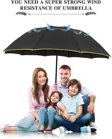 Kalolary UPF 50+ UV Protection Compact Golf Umbrella,62 Inch Extra Large Oversize Double Canopy Vented Umbrella Windproof Waterproof for Men and Women in Kuwait