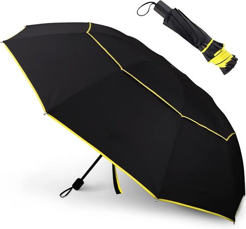 Kalolary UPF 50+ UV Protection Compact Golf Umbrella,62 Inch Extra Large Oversize Double Canopy Vented Umbrella Windproof Waterproof for Men and Women in Kuwait