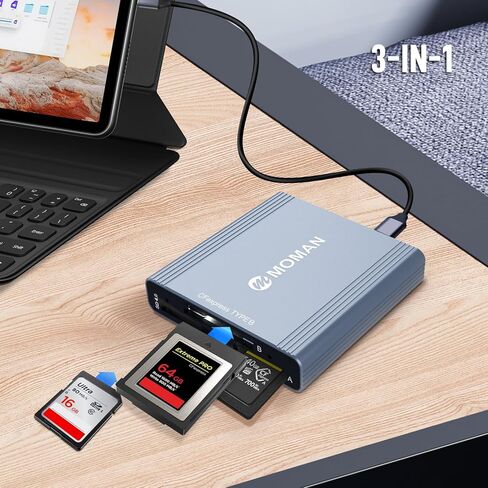 قارئ بطاقات CFexpress، قارئ بطاقات Moman C1B من النوع B USB C 3.1 Gen 2 سرعة نقل 10 جيجابت في الثانية، محول بطاقة ذاكرة محمول من الألومنيوم لنظام التشغيل Windows/Mac OS/Android، CFexpress-Memory-Card-Reader-TypeB in Kuwait