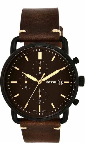 Fossil Men's Commuter Stainless Steel and Leather Casual Quartz Watch in Saudi Arabia