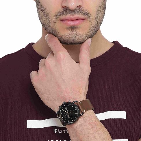 Fossil Men's Commuter Stainless Steel and Leather Casual Quartz Watch in Saudi Arabia