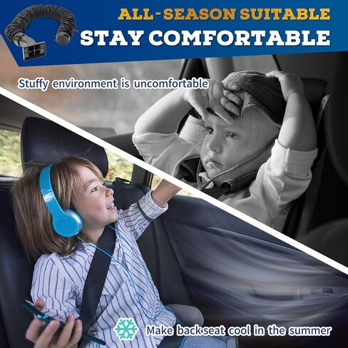 نظام تكييف هواء السيارة بتصميم متكامل بطول 6 أقدام مع محول مربع، يوجه الهواء البارد إلى المقعد الخلفي، مما يجعل المقعد الخلفي باردًا مرة أخرى، يناسب معظم الفتحات المربعة للمركبات، أسود، ACF00 in Kuwait