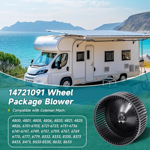 ترقية 1472-1091 RV استبدال عجلة منفاخ مكيف الهواء 14721091 RV عجلة منفاخ متوافقة مع Coleman Mach RV AC 4800، 4801، 4805، 4806، 4820، 4821، 4825، 4826، 6701-6703 إلخ. قطر 7 بوصات in Kuwait