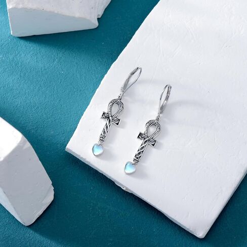 PELOVNY كاوبوي التمهيد أقراط S925 فضة Moonstone راعية البقر قطرة استرخى أقراط Moonstone مجوهرات هدايا للنساء الفتيات in Saudi Arabia