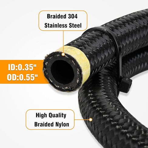 طقم خرطوم توجيه كهربائي 3 مرايا متوافق مع CHEVY C10، خراطيم مضخة مضفرة من الفولاذ المقاوم للصدأ من النايلون، مجموعة خط وقود مبادلة 6AN 3/8 بوصة LS in Kuwait