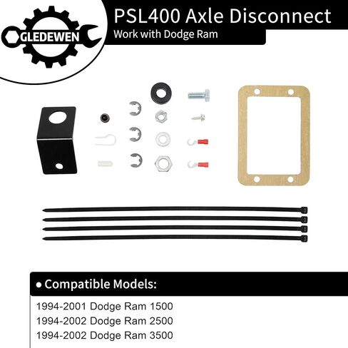 مجموعة قطع اتصال المحور Gledewen PSL400، متوافقة مع 1994-2002 Dodge Ram 1500 2500 3500، نظام مشاركة محرك المحور الأمامي، تحويل فصل عمود المحور، مجموعة قفل كابل قطع المحور 4wd in Saudi Arabia