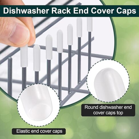 OIIKI 100 PCS Universal Dishwasher Rack Tine Prong Repair End Cover Caps, Flexible Vinyl Extra Long 1 inch Anti Slip Round Tips-Gray in Saudi Arabia