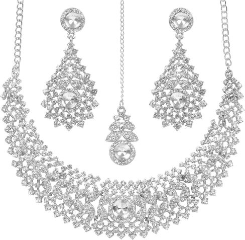 Touchstone NEW Indian Bollywood Charming Workmanship Handcrafted Scintillating Faux Emerald Rivoli Shape Designer Jewelry Grand Bridal Hasli Necklace Set In Gold Tone For women. in Kuwait