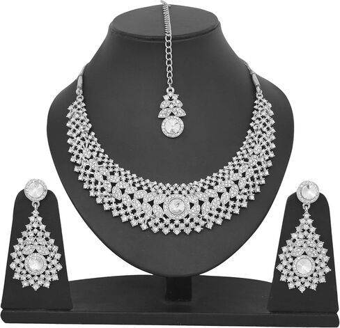 Touchstone NEW Indian Bollywood Charming Workmanship Handcrafted Scintillating Faux Emerald Rivoli Shape Designer Jewelry Grand Bridal Hasli Necklace Set In Gold Tone For women. in Kuwait