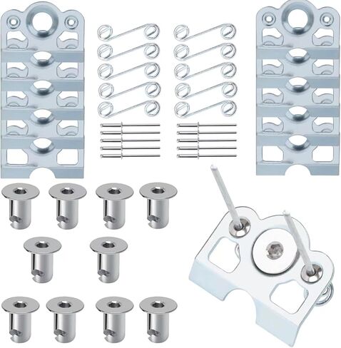 TDZ 10 Pack 1/4 Turn Quick Release Steel Dzus Button with Springs and Tab Plates Free Rivets, Chrome in Kuwait