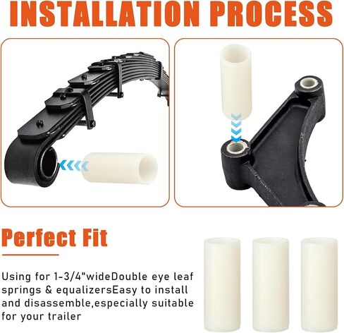 Trailer Spring Bushings, 8 Pcs Nylon Bushing Replacement Parts 9/16" I.D. x 1-3/4" Length Universal Trailer Spring Hanger Kit Tools for Trailer Double Eye Leaf Springs Equalizer in Saudi Arabia