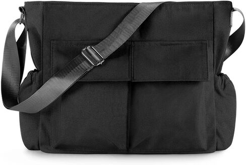 Canvas Messenger Bag Crossbody Shoulder Bag for Men Women Vintage Tote Laptop Bag Large Hobo Bag with Multiple Pockets in Kuwait