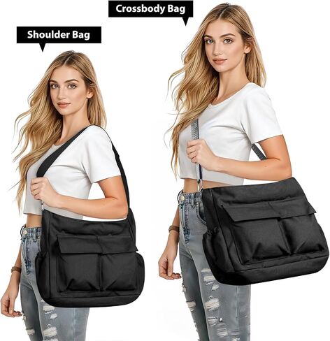 Canvas Messenger Bag Crossbody Shoulder Bag for Men Women Vintage Tote Laptop Bag Large Hobo Bag with Multiple Pockets in Kuwait