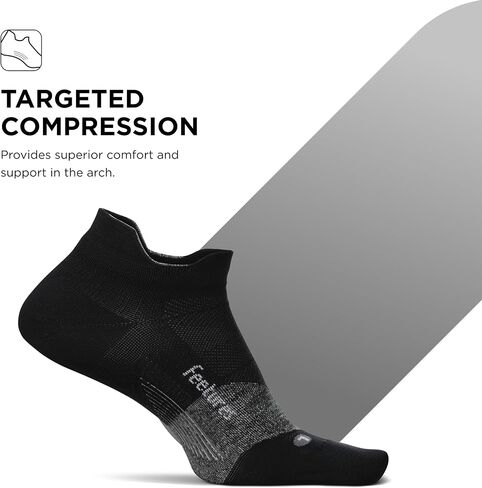 Feetures Elite Ultra Light No Show Tab Solid - جوارب الجري للرجال والنساء، جوارب ضغط رياضية، ماصة للرطوبة - متوسط، أسود - 6 عبوات in Kuwait