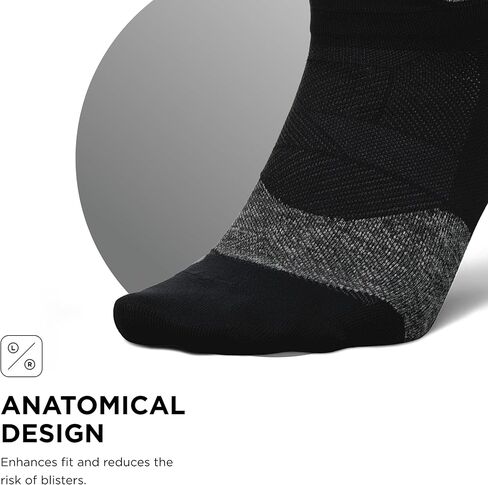 Feetures Elite Ultra Light No Show Tab Solid - جوارب الجري للرجال والنساء، جوارب ضغط رياضية، ماصة للرطوبة - متوسط، أسود - 6 عبوات in Kuwait