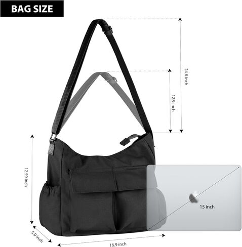 Canvas Messenger Bag Crossbody Shoulder Bag for Men Women Vintage Tote Laptop Bag Large Hobo Bag with Multiple Pockets in Kuwait