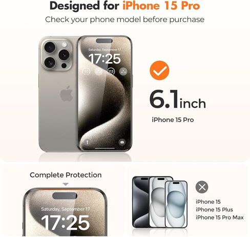 UNBREAKcable Shatterproof Tempered Glass Screen Protector for iPhone 15 Pro Max [3-Pack] [99.99% HD Clear] [Easy Installation Frame] [9H Hardness] [Bubble Free] for Apple 6.7" in Saudi Arabia
