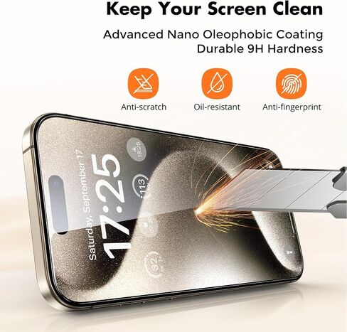 UNBREAKcable Shatterproof Tempered Glass Screen Protector for iPhone 15 Pro Max [3-Pack] [99.99% HD Clear] [Easy Installation Frame] [9H Hardness] [Bubble Free] for Apple 6.7" in Saudi Arabia