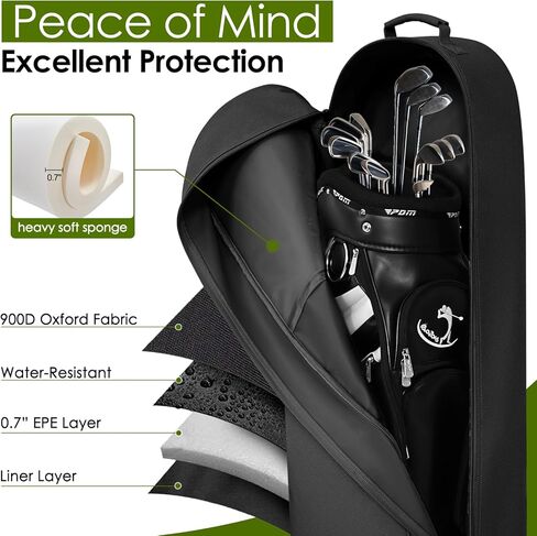 حقيبة سفر جولف ناعمة الجوانب مع أبازيم ثابتة، 1200D بوليستر أكسفورد عالي التحمل مقاوم للاهتراء، حقيبة سفر جولف قابلة للطي والمحمولة للخطوط الجوية ذات العجلات in Kuwait